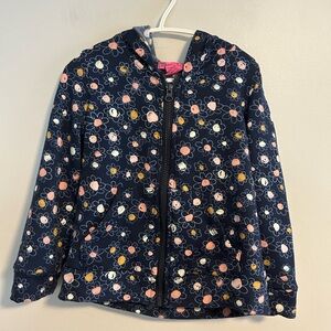 Mumu coco girls 5 blue & pink Floral Zip-Up Hoodie sweater
